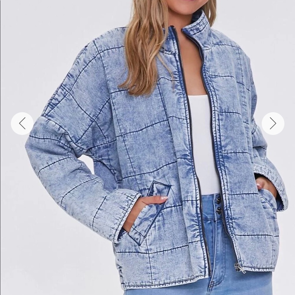 FOREVER 21 Acid Wash Quilted Denim Jacket NWT